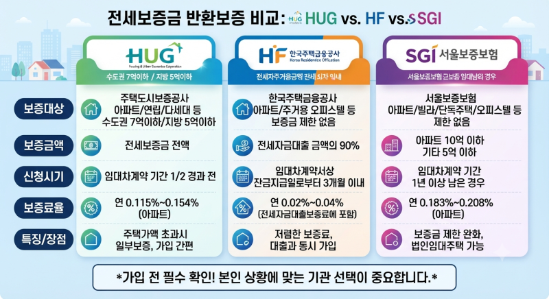전세보증보험 가입 조건, HUG·HF·SGI 비교하고 거절 사유까지 확인해봤어요