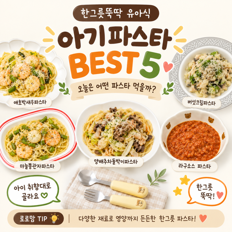 한그릇뚝딱유아식 파스타 레시피 BEST5 아기파스타 메뉴 추천