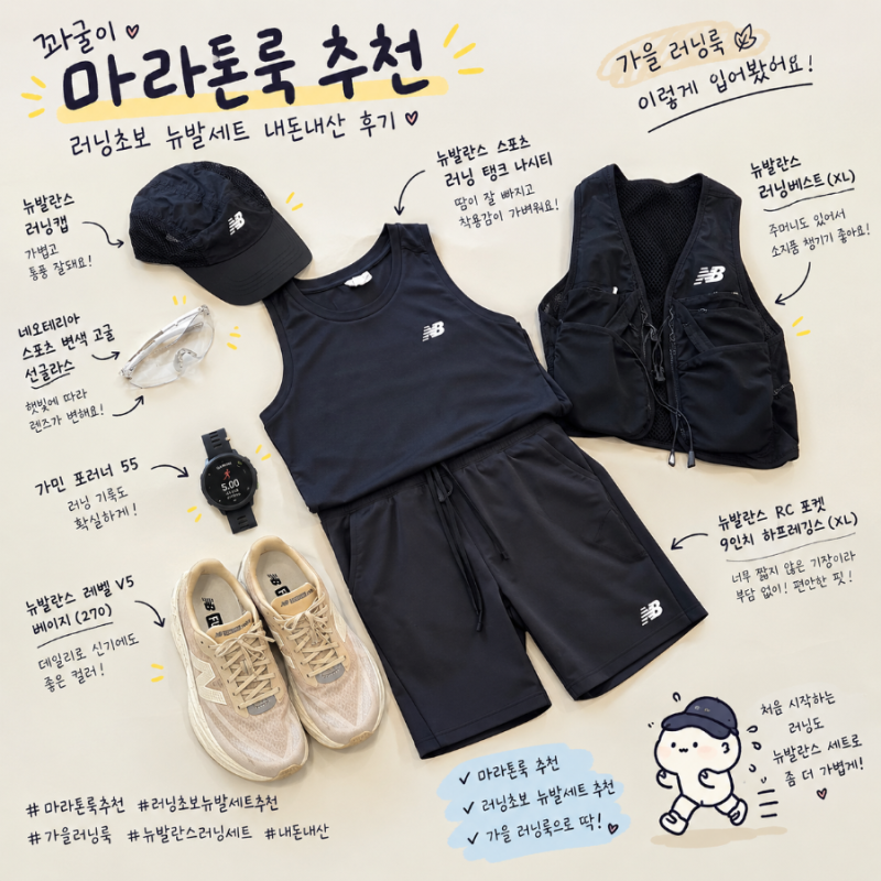 러닝초보 가을 뉴발세트 러닝룩 추천｜180cm 83kg 남자 러닝복 사이즈 후기