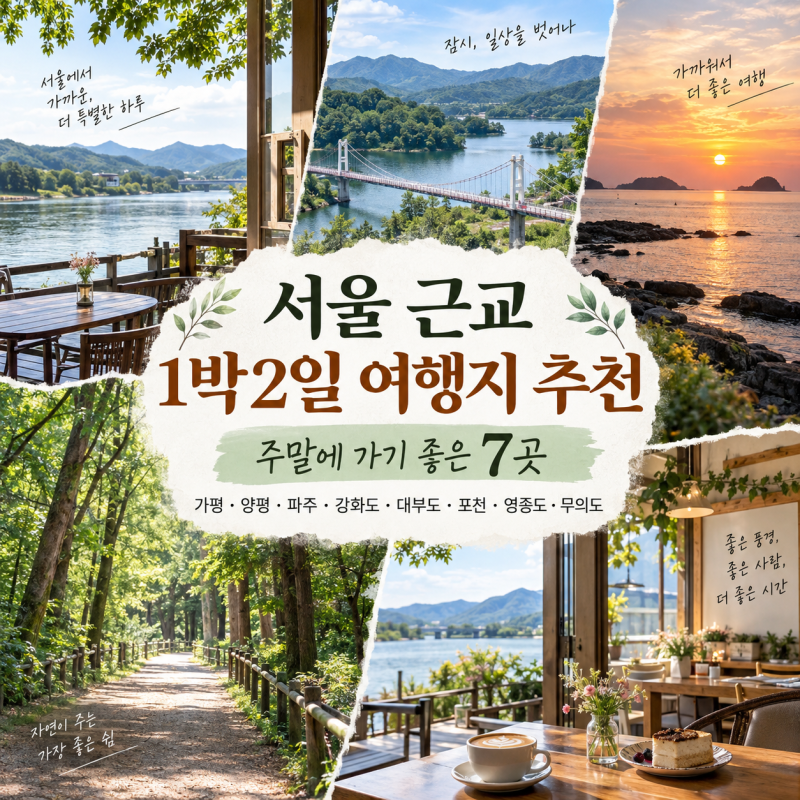 서울 근교 1박2일 여행지 추천 7곳, 주말에 가기 좋은 드라이브 코스 총정리