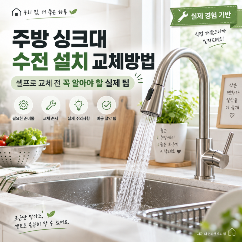 주방 싱크대 수전 설치 교체방법, 셀프로 바꾸기 전 꼭 확인해야 할 것