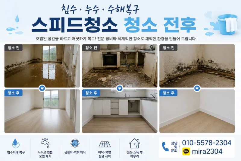 인천 부평구 누수청소 아파트 오피스텔 욕실누수 세탁실침수 천장누수 물피해 전문 스피드....