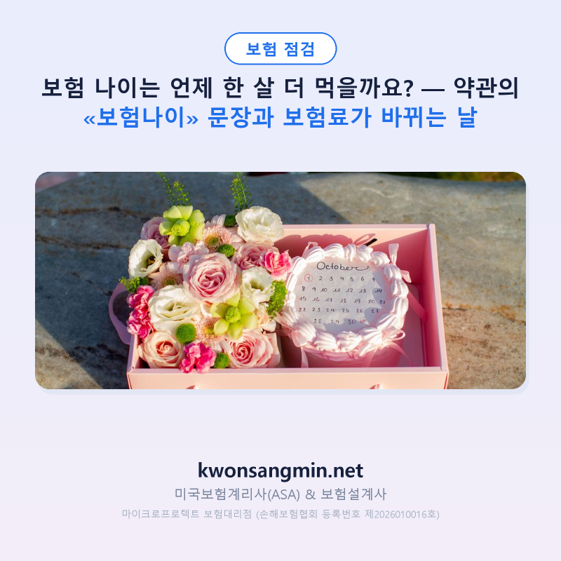 보험 나이는 언제 한 살 더 먹을까요? — 약관의 «보험나이» 문장과 보험료가 바뀌는 날