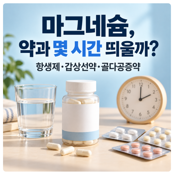 마그네슘과 약 복용 간격, 항생제·갑상선약·골다공증약은 몇 시간?