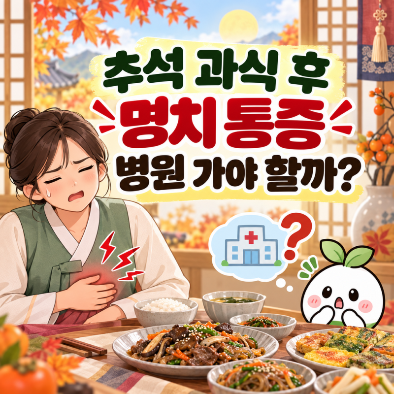 추석 과식 후 속 더부룩하고 명치가 아프다면? 소화불량 vs 병원 가야 할 복통 구별법