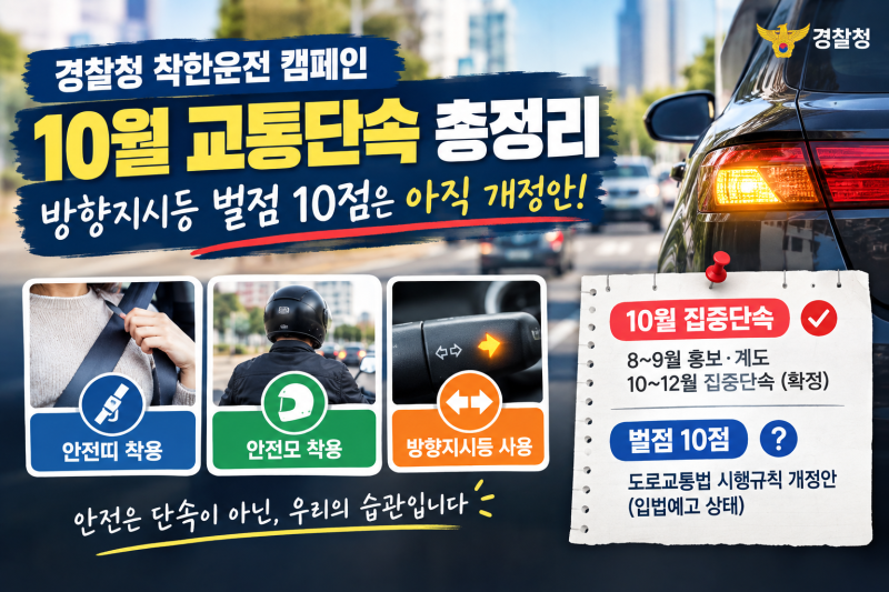 10월 교통단속 총정리( 방향지시등 벌점 부과는 아직...)