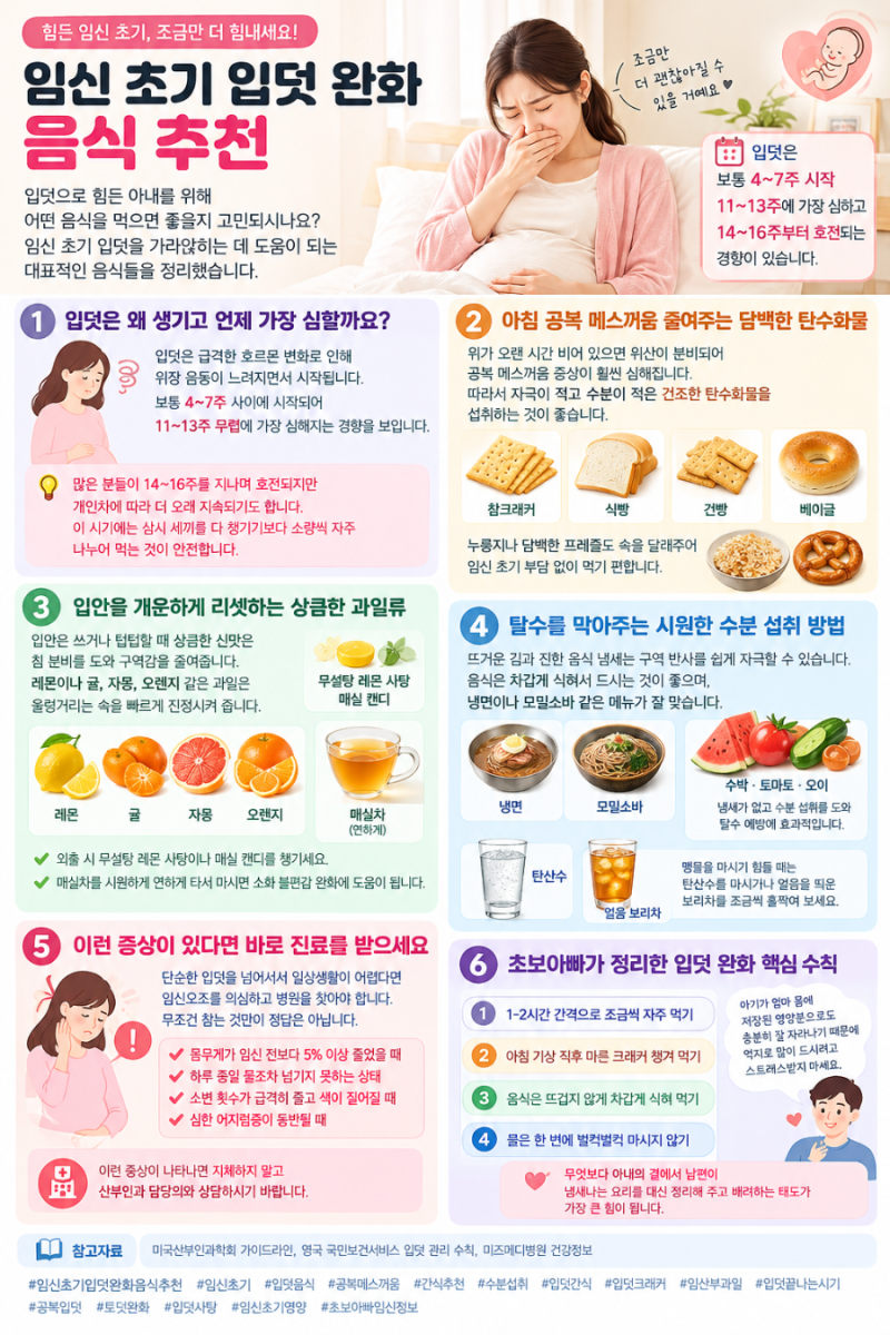 임신 초기 입덧 완화 음식 추천