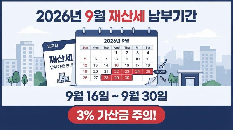 2026 9월 재산세 납부기간 조회방법 카드 무이자 캐시백 혜택 총정리