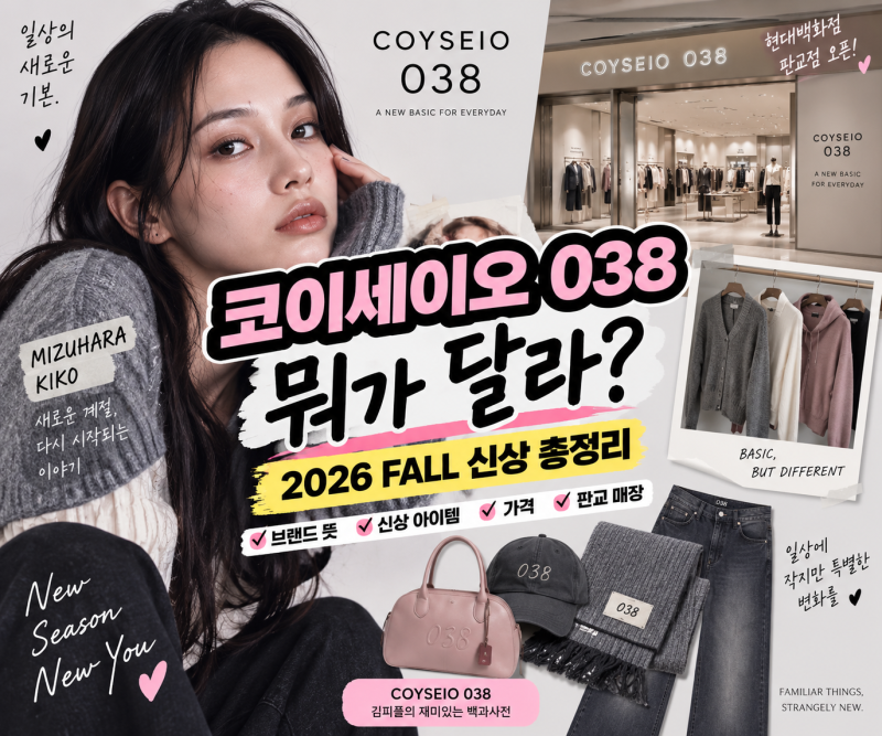 코이세이오 038 뭐가 다를까? 뜻부터 2026 FALL 신상·판교 매장까지