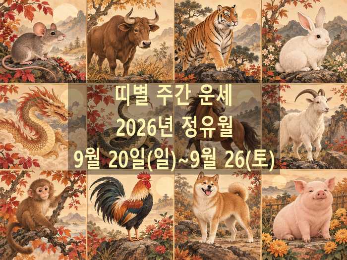 띠별 주간 운세 2026년 9월 20일~9월 26일