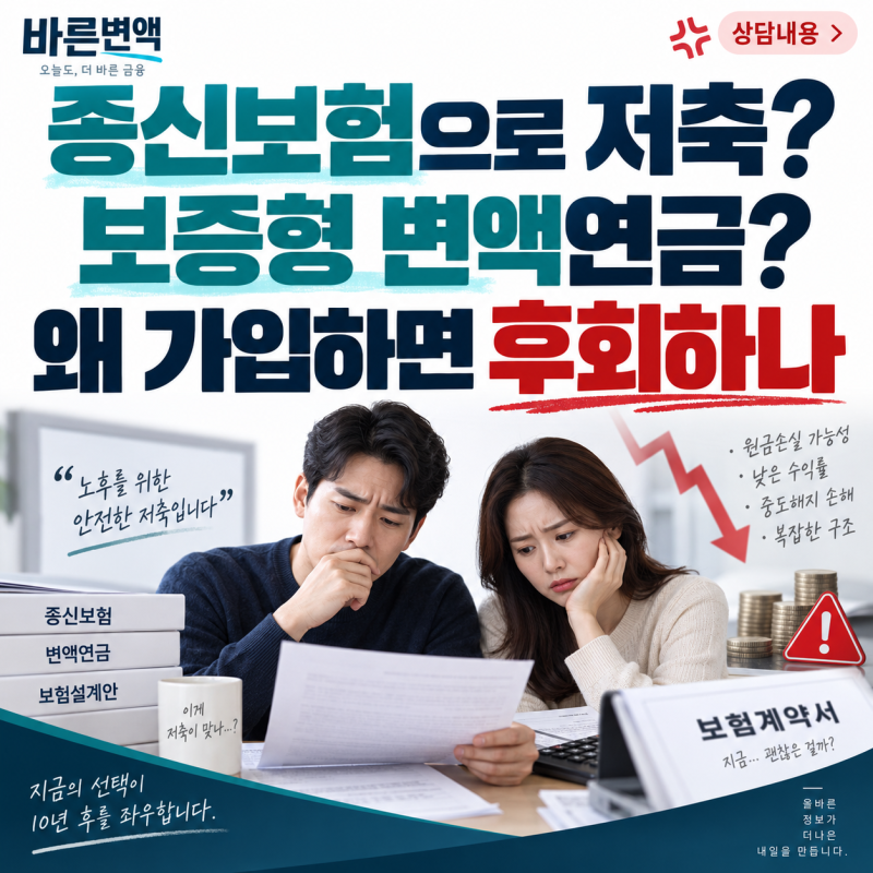 [상담내용]종신보험으로 저축? 보증형 변액연금? 왜 가입하면 후회하나