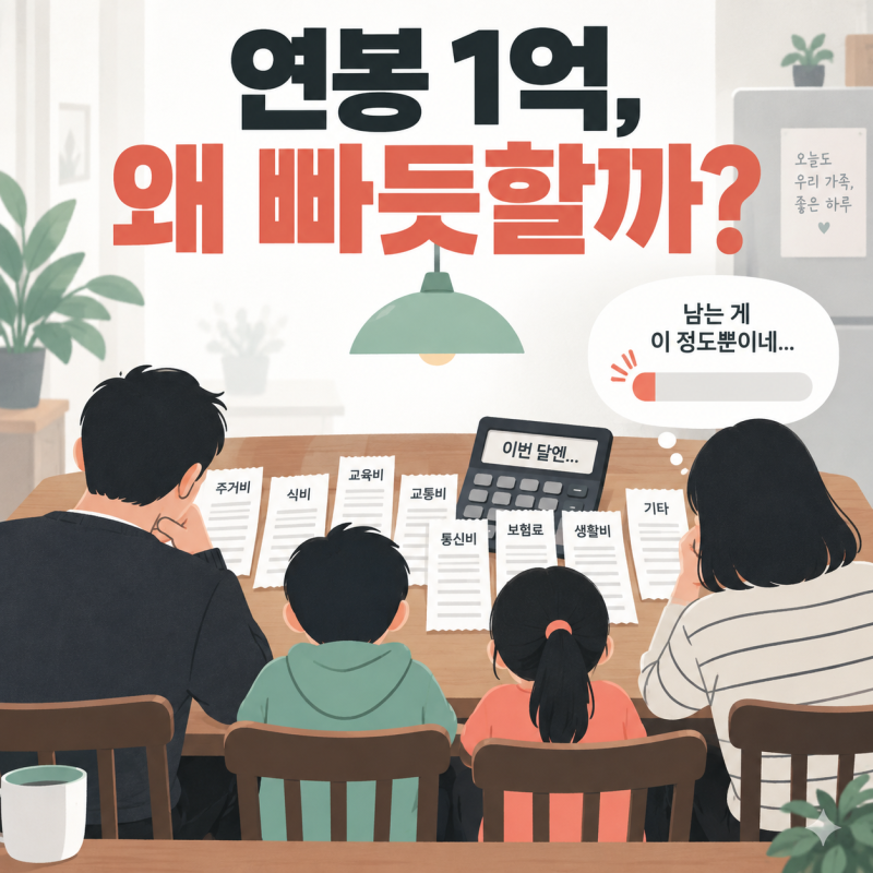 "연봉 1억인데도 빠듯하다고?" 4인 가족 월말에 남는 돈