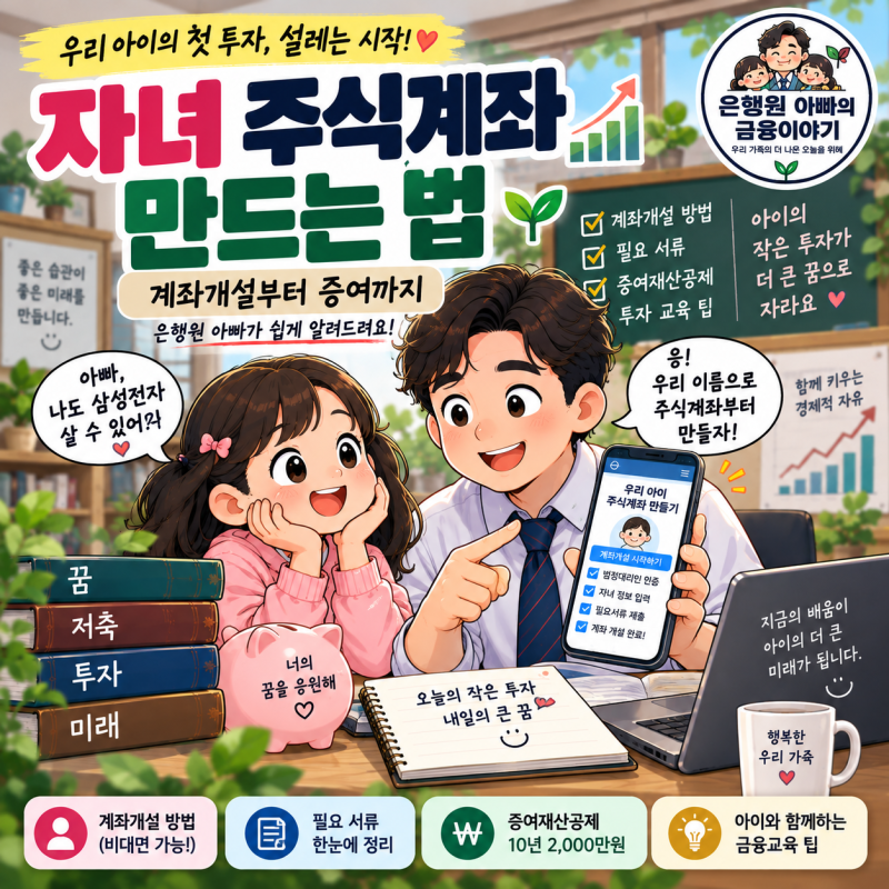 (우리아이 금융상식)미성년 자녀주식계좌 만드는 법-은행원 아빠가 알려주는계좌개설부터 ....