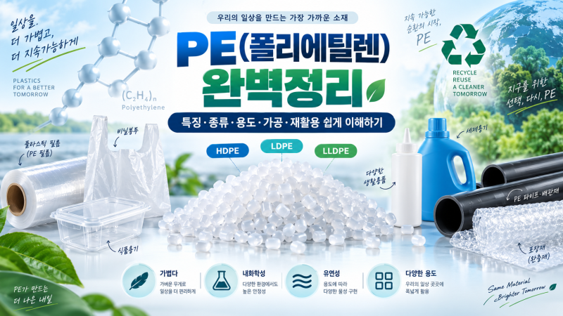 「PE(폴리에틸렌)란? HDPE·LDPE·LLDPE 차이부터 용도와 특징까지」