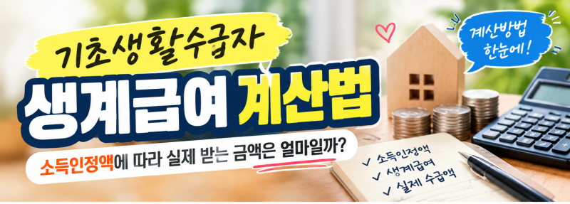 기초생활수급자 생계급여 계산법｜소득인정액에 따라 실제 받는 금액은 얼마일까?