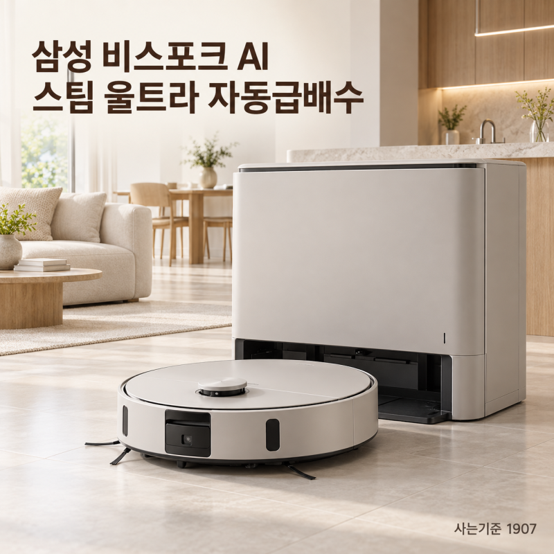 [대박찬스]161만원대 삼성 2026 신제품 비스포크 AI 스팀 울트라 10W 흡입·100℃ 스팀 로봇청소기....