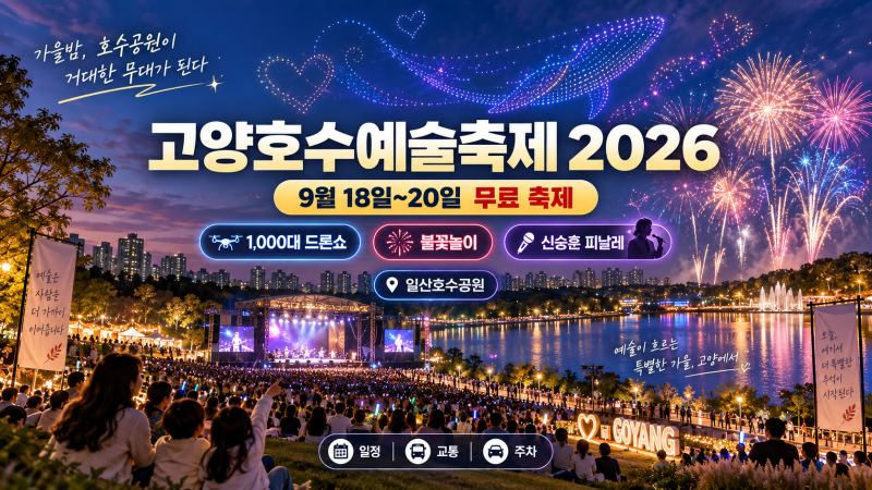 2026 고양호수예술축제 총정리｜드론쇼·불꽃놀이·신승훈 공연 시간, 일정·주차까지