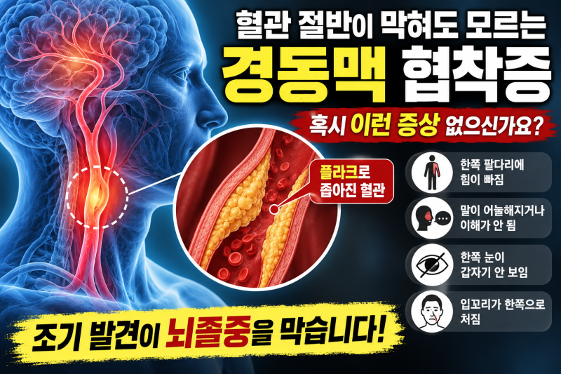 경동맥 협착증 증상과 수술 기준 수치 치료 방법