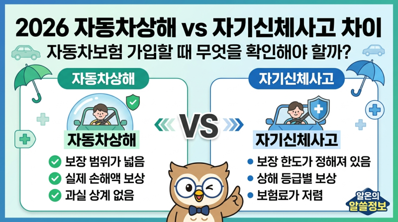 2026 자동차상해 vs 자기신체사고 차이｜자동차보험 가입할 때 무엇을 확인해야 할까?