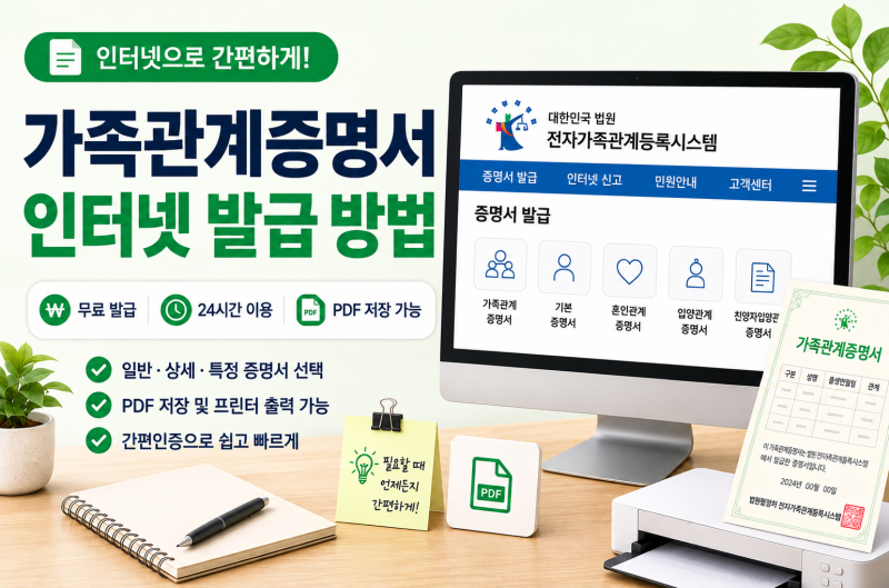 가족관계증명서 인터넷 발급 방법｜무료 발급부터 PDF로 저장까지 한 번에!｜정부24｜2026 최....