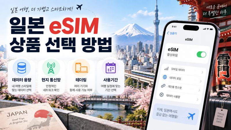일본 이심(eSIM) 추천 및 상품 선택 방법｜데이터 용량, 통신망, 무제한 요금제 비교