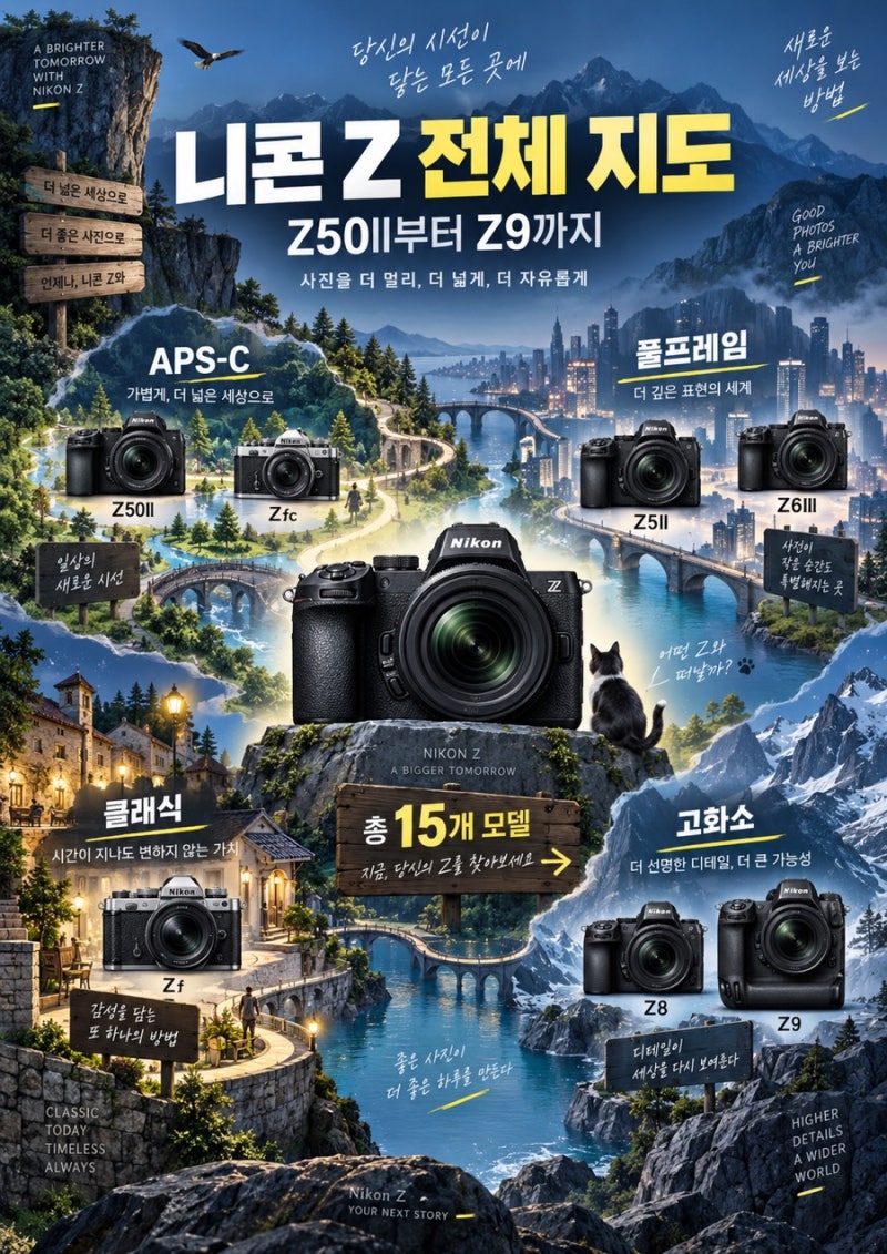 니콘 Z 전체 지도: Z50II부터 Z9까지, 누구에게 어떤 바디가 맞을까
