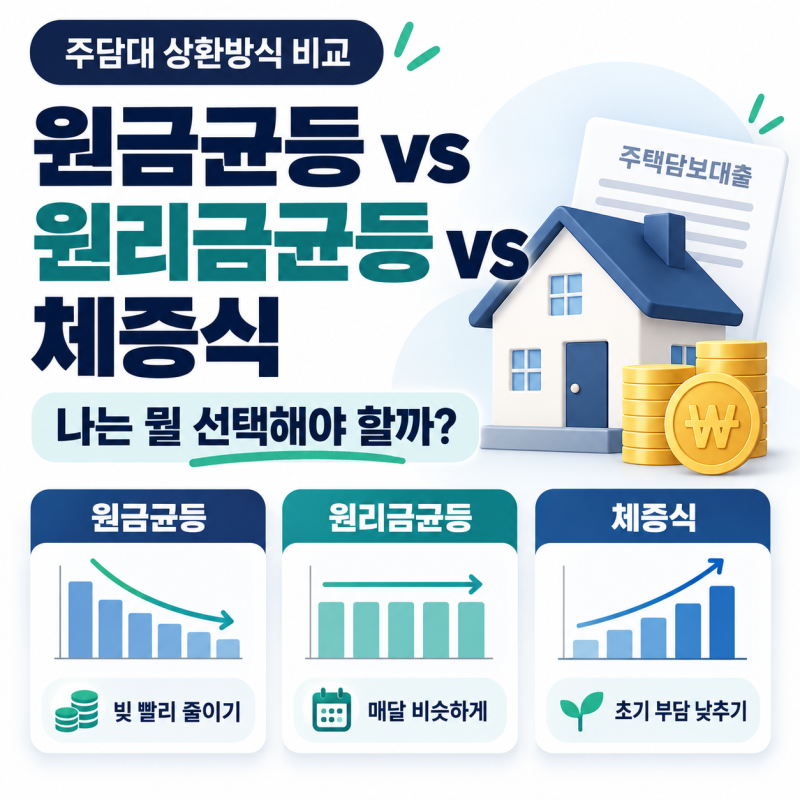 체증식 vs 원리금균등? 고르는 법 내가 체증식 선택한 이유, 주담대 상환방식 장단점 비교