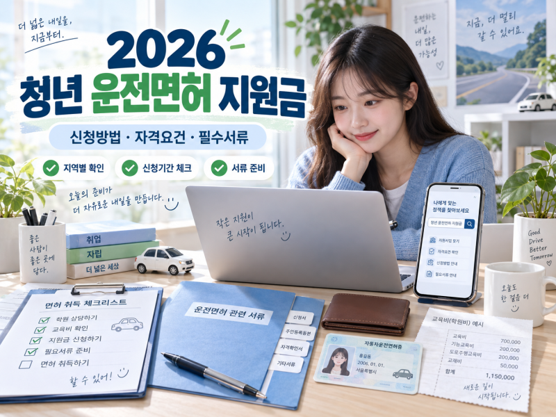귀국 후 한국생활 정보, 2026년 청년 운전면허 지원금 신청방법과 자격조건