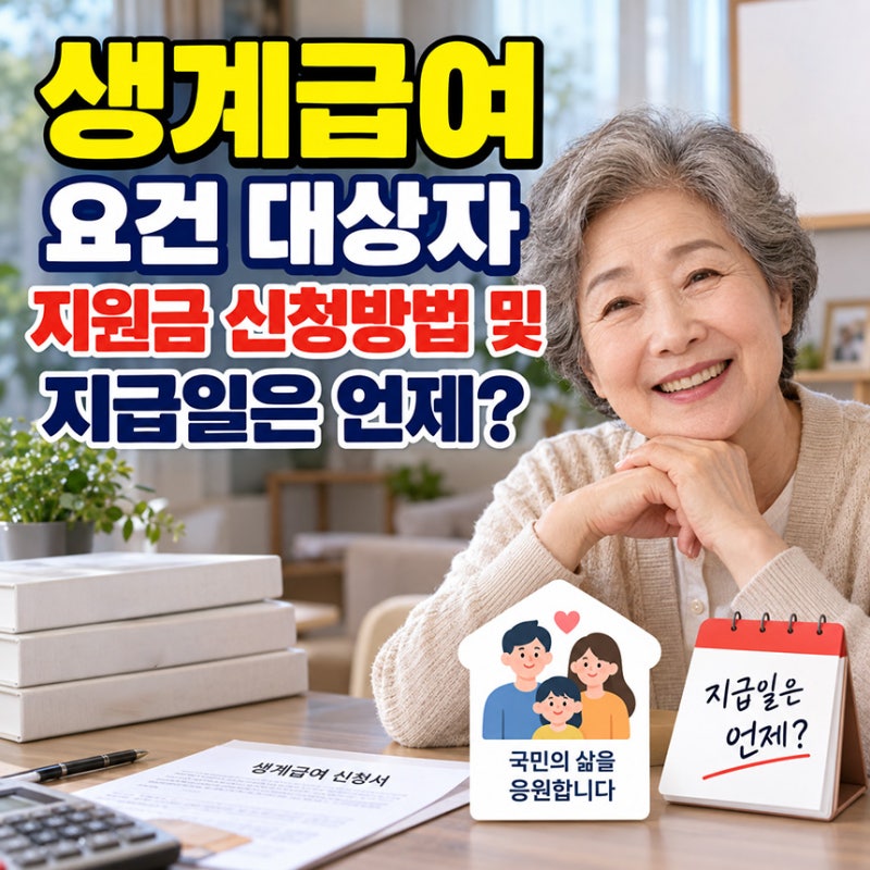 생계급여 요건 대상자 지원금 신청방법 및 지급일은 언제?