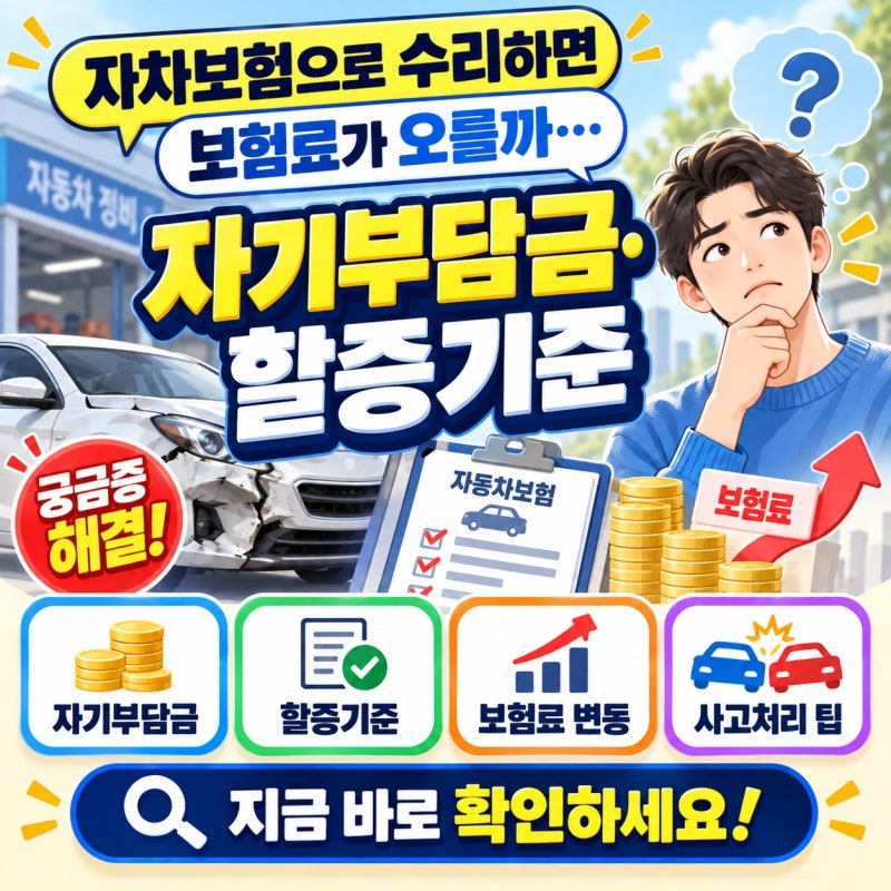 “자차보험으로 수리하면 보험료가 오를까…” 자기부담금·할증기준