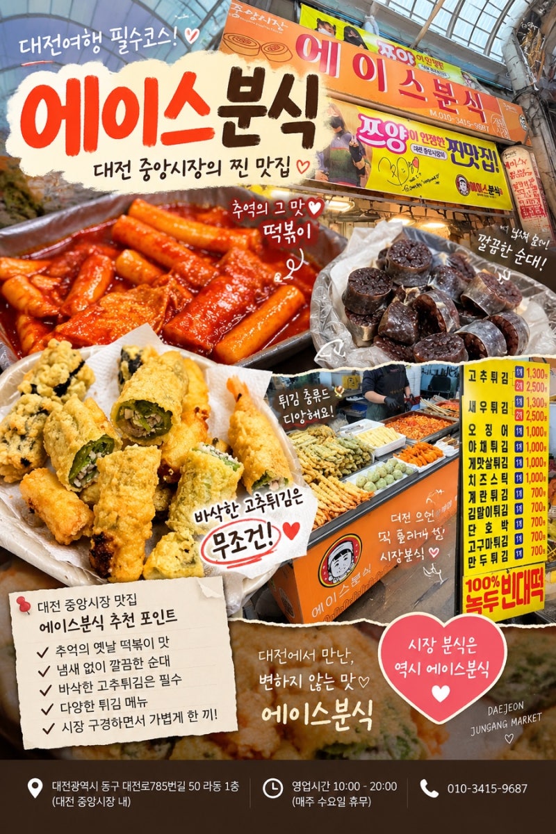 대전 중앙시장 맛집 에이스분식 - 대전역 떡볶이 고추튀김까지 찐 시장분식