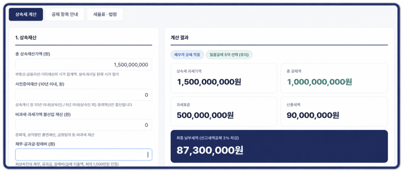 상속세 얼마나 나올지, 미리 계산해 보셔요