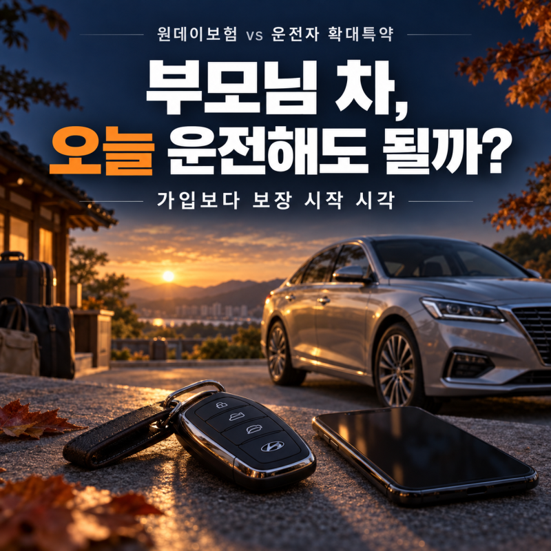 원데이 자동차보험 단기운전자 특약 차이｜추석에 부모님 차, 당일 운전해도 될까?