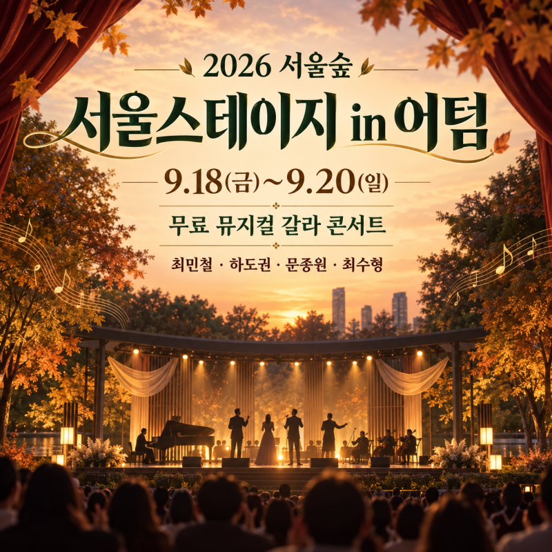 [2026 서울숲] 서울스테이지 in 어텀｜최민철 · 하도권 · 문종원 · 최수형 무료 뮤지컬 갈라