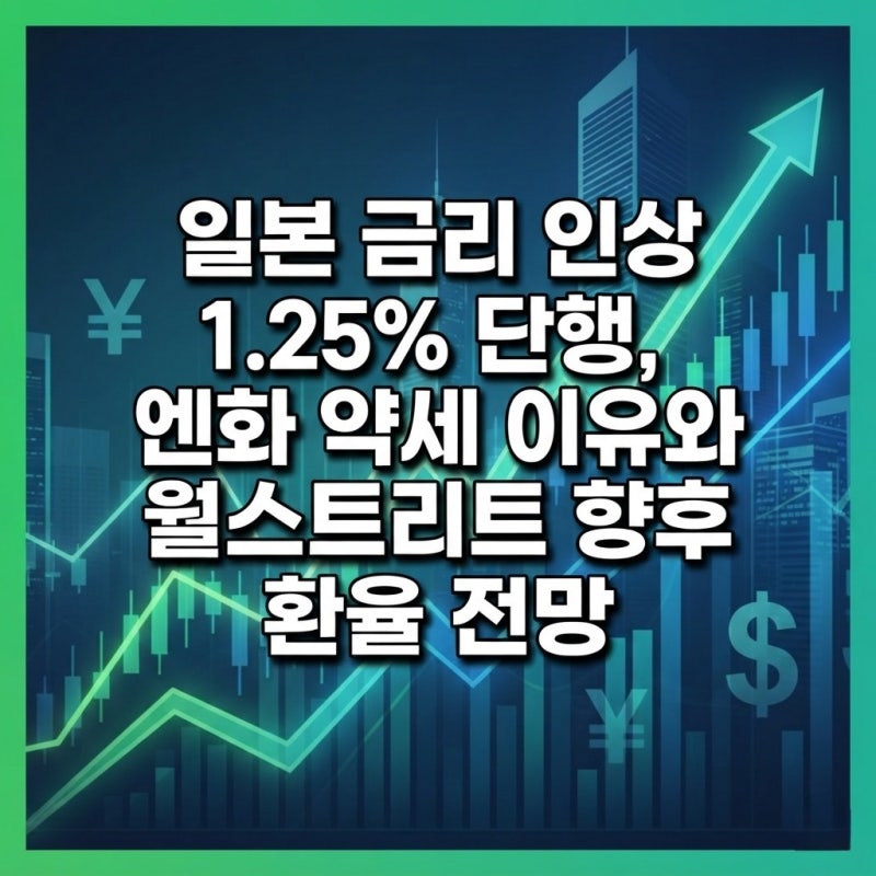 일본 금리 인상 1.25% 단행, 엔화 약세 이유와 월스트리트 향후 환율 전망 [우에다 총재 발언 ....