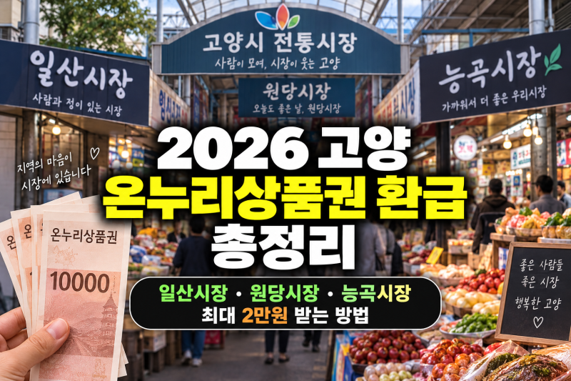 2026 고양 온누리상품권 환급 총정리｜일산시장·원당시장·능곡시장 최대 2만원 받는 방법
