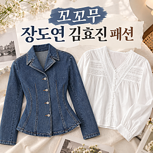 꼬꼬무 장도연 김효진 옷 패션, 데님 자켓 레이스 화이트 블라우스 정리