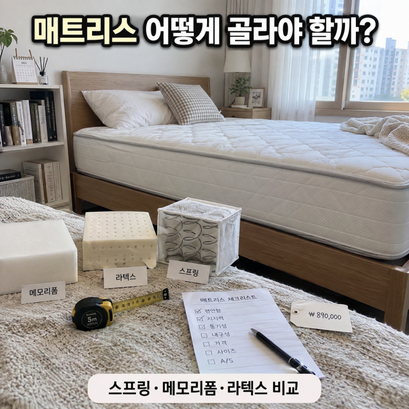 매트리스 고르는 방법, 스프링부터 메모리폼 라텍스까지 가성비 기준 정리
