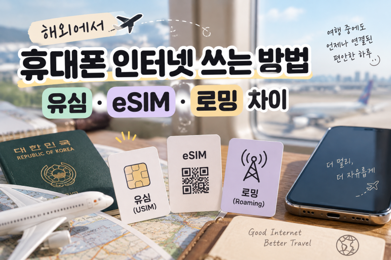 해외에서 휴대폰 인터넷 쓰는 방법｜유심·eSIM·로밍 차이