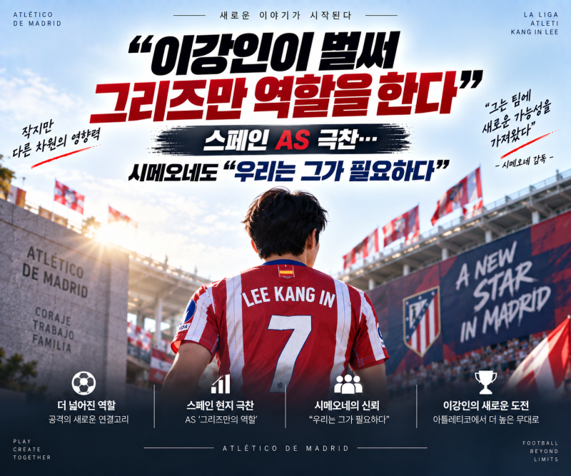“이강인이 벌써 그리즈만 역할을 한다” 스페인 AS 극찬…시메오네도 “우리는 그가 필요하....