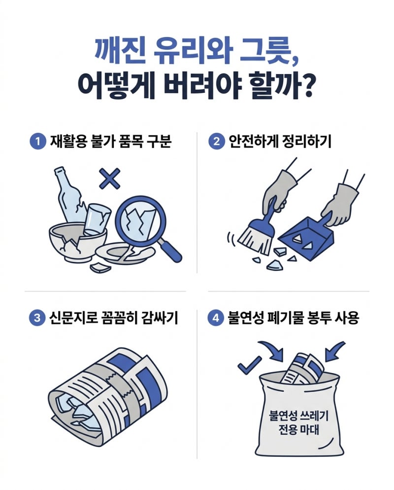 깨진 유리와 그릇 불연성 쓰레기 버리는 방법
