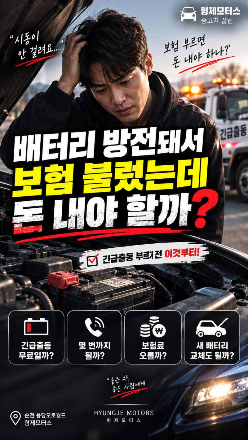 자동차 배터리 방전됐을 때 보험 부르면 돈 들까?｜긴급출동 부르기 전 확인하세요