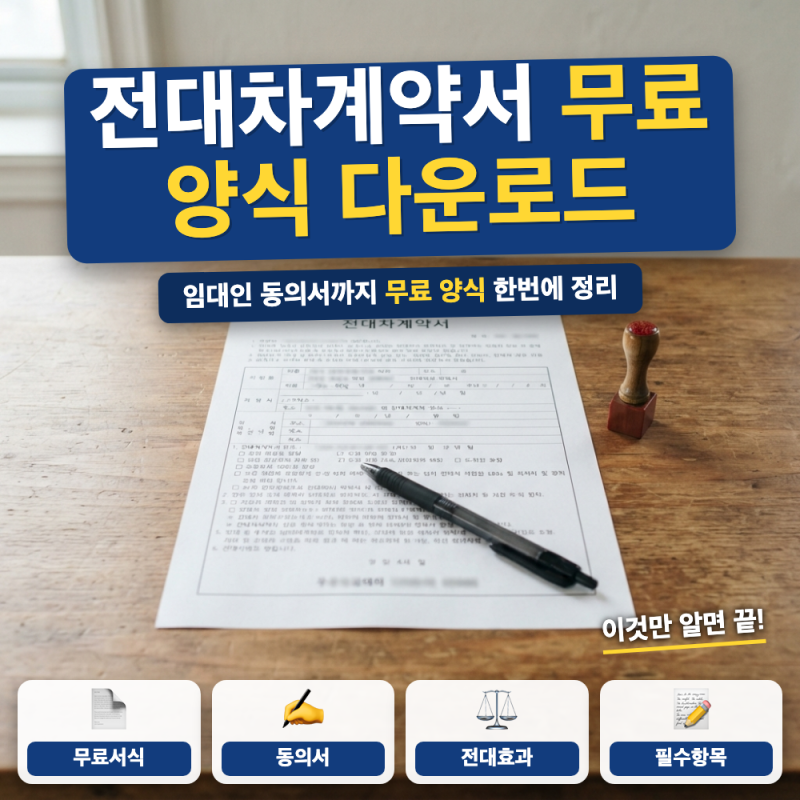 전대차계약서 양식 무료 안내 (+ 임대인 동의서, 확정일자, 상가 전대차)