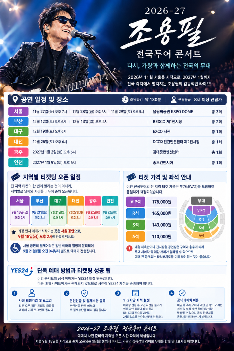 2026 조용필 & 위대한탄생 콘서트 서울 개최, 일정 및 예매 정보 총정리(+티켓가격)