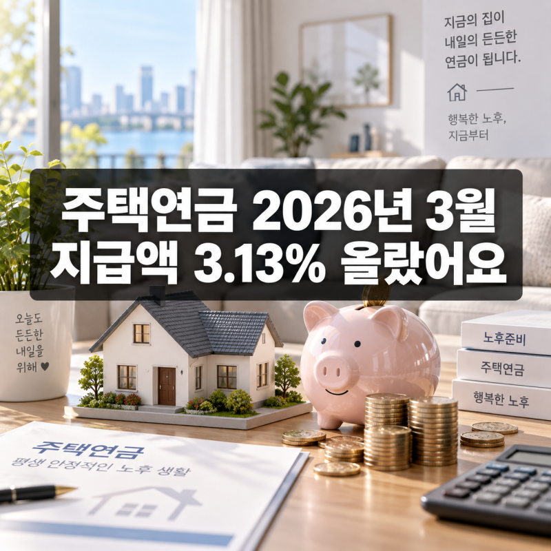 주택연금(역모기지) — 2026년 3월 지급액 3.13% 오르고 초기비용은 내렸어요