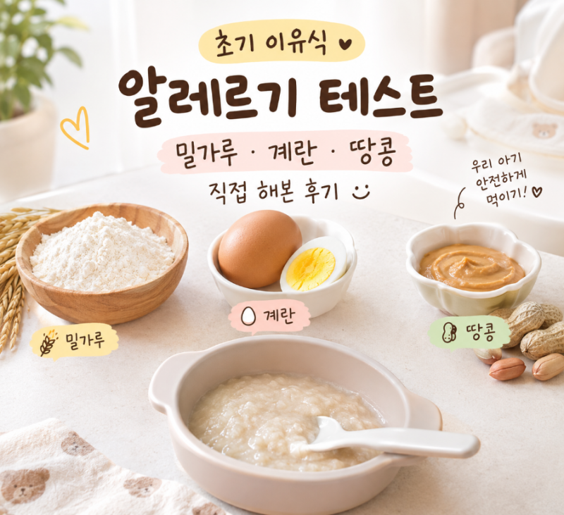 6개월 아기 초기 이유식 알레르기 테스트 후기 - 밀가루 / 계란 / 땅콩