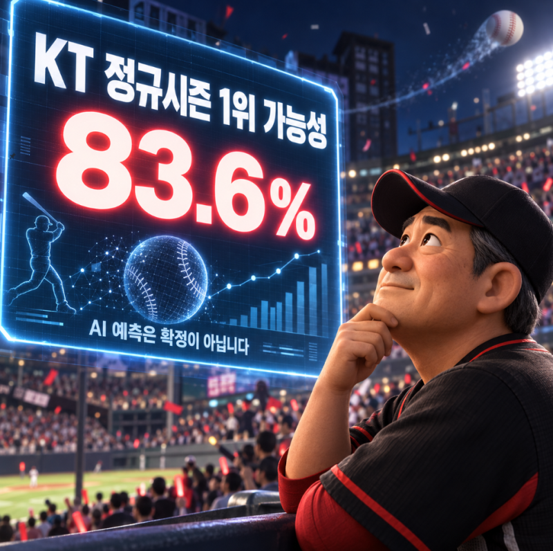 KT 우승 확률 83.6%, AI가 계산한 정규시즌 1위 가능성은?