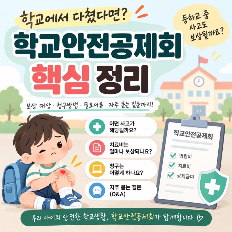 학교에서 다쳤다면? 학부모가 알아두면 좋은 학교안전공제회 핵심 정리