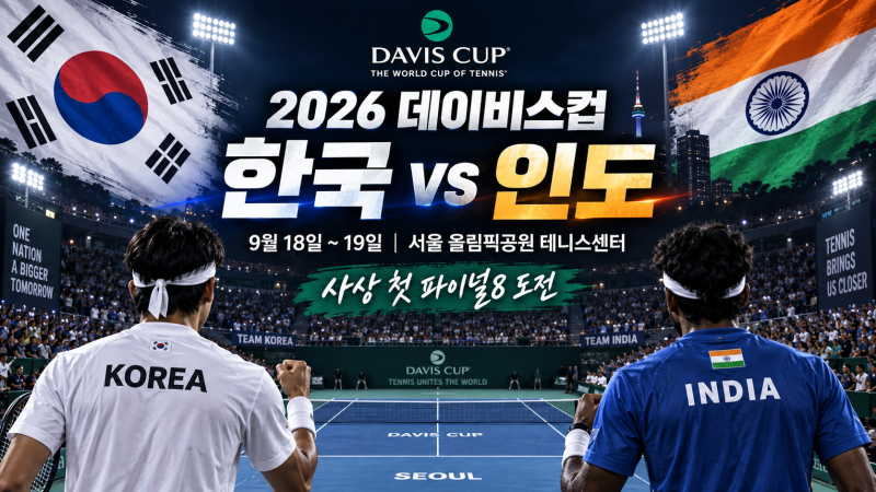 2026 데이비스컵 한국 인도 일정, 권순우·정현 출격…사상 첫 파이널8 도전