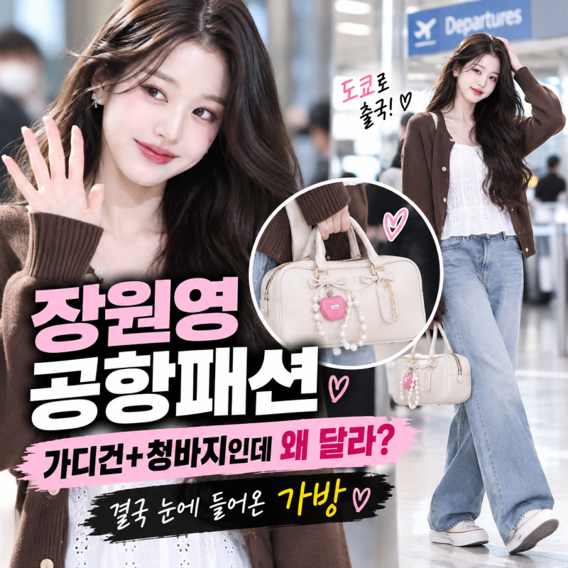 장원영은 가디건에 청바지 입었는데 왜 달라 보일까? 결국 눈에 들어온 ‘이 가방’